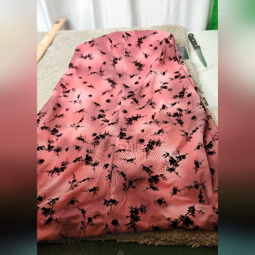 Women's Flocked Mesh Midi Slip Dress-Wild Fable Pink/Black Floral CrissCross XXL